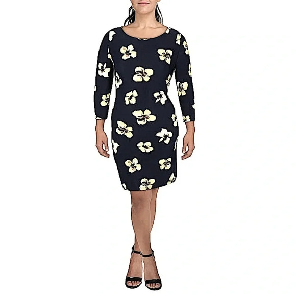 Tommy Hilfiger Navy Skycap Sunshine Floral Above The Knee Shift Dress Size 6 - Picture 6 of 6